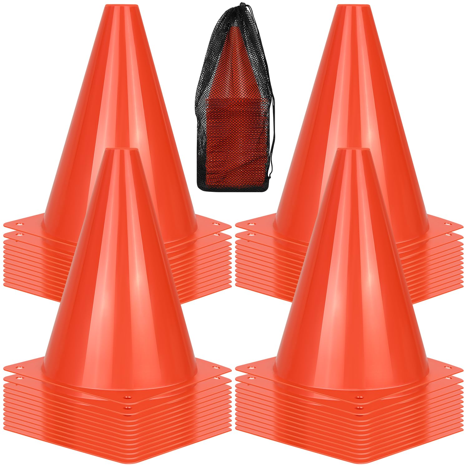 PXZBLG 12/24/50pcs Soccer Cones, 7" Soccer Cones, Plastic Traffic Cones, Training Cones for Basketball Football Skating Drills Practice
