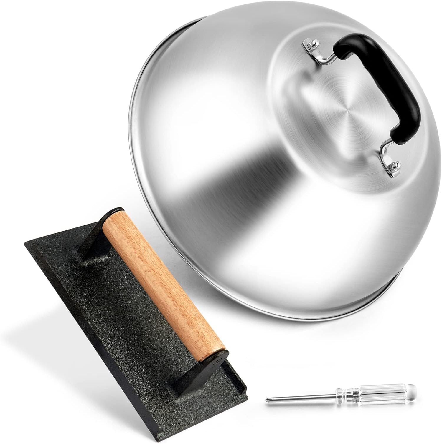 GLOWYE Square Cast Iron Burger Press 10 Inch HeavyDuty