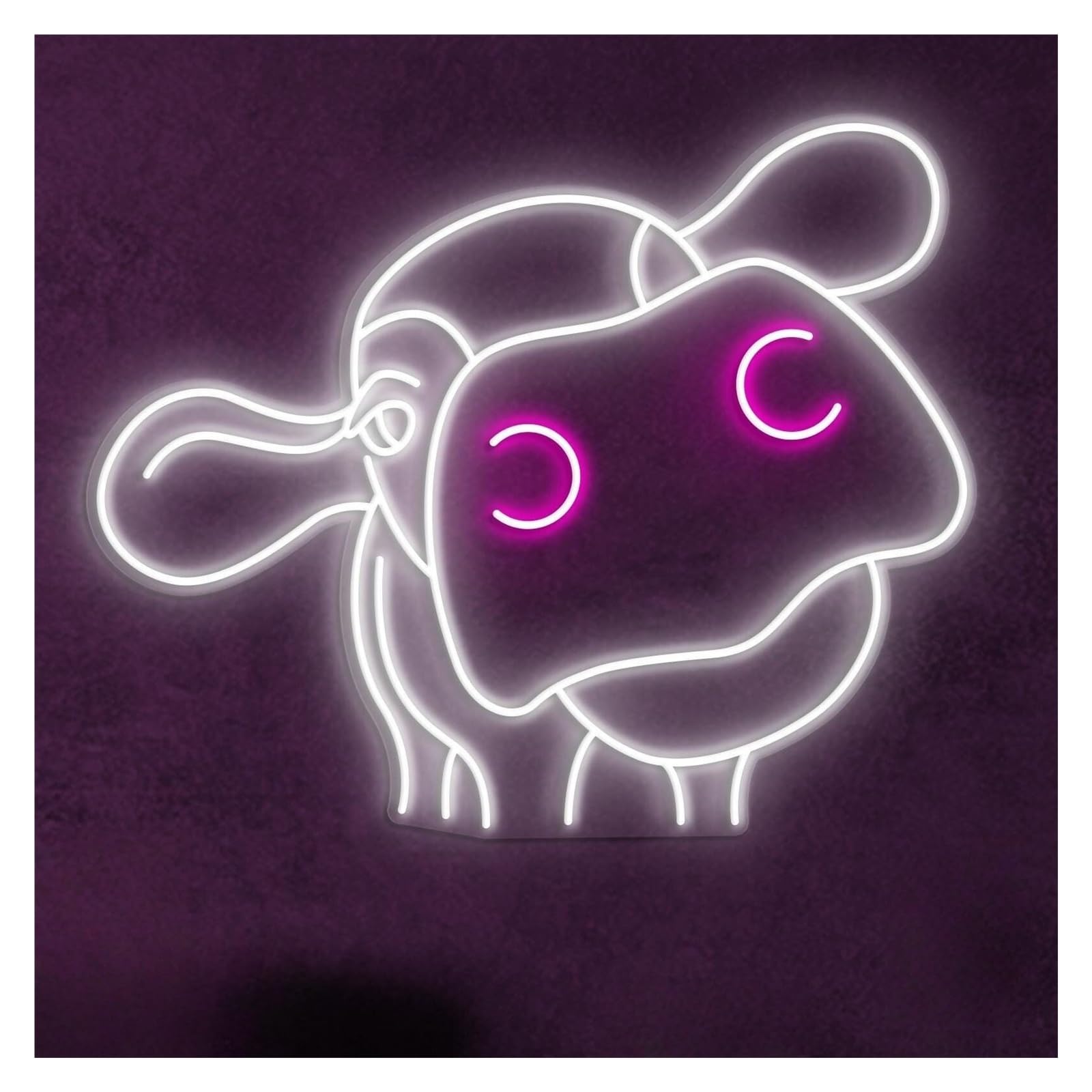 RONGCH Hanging Art Neon Signs Cow Head Neon Sign, Suitable for Farmhouse Home Decor with Brightness Adjustable 43cm(A)