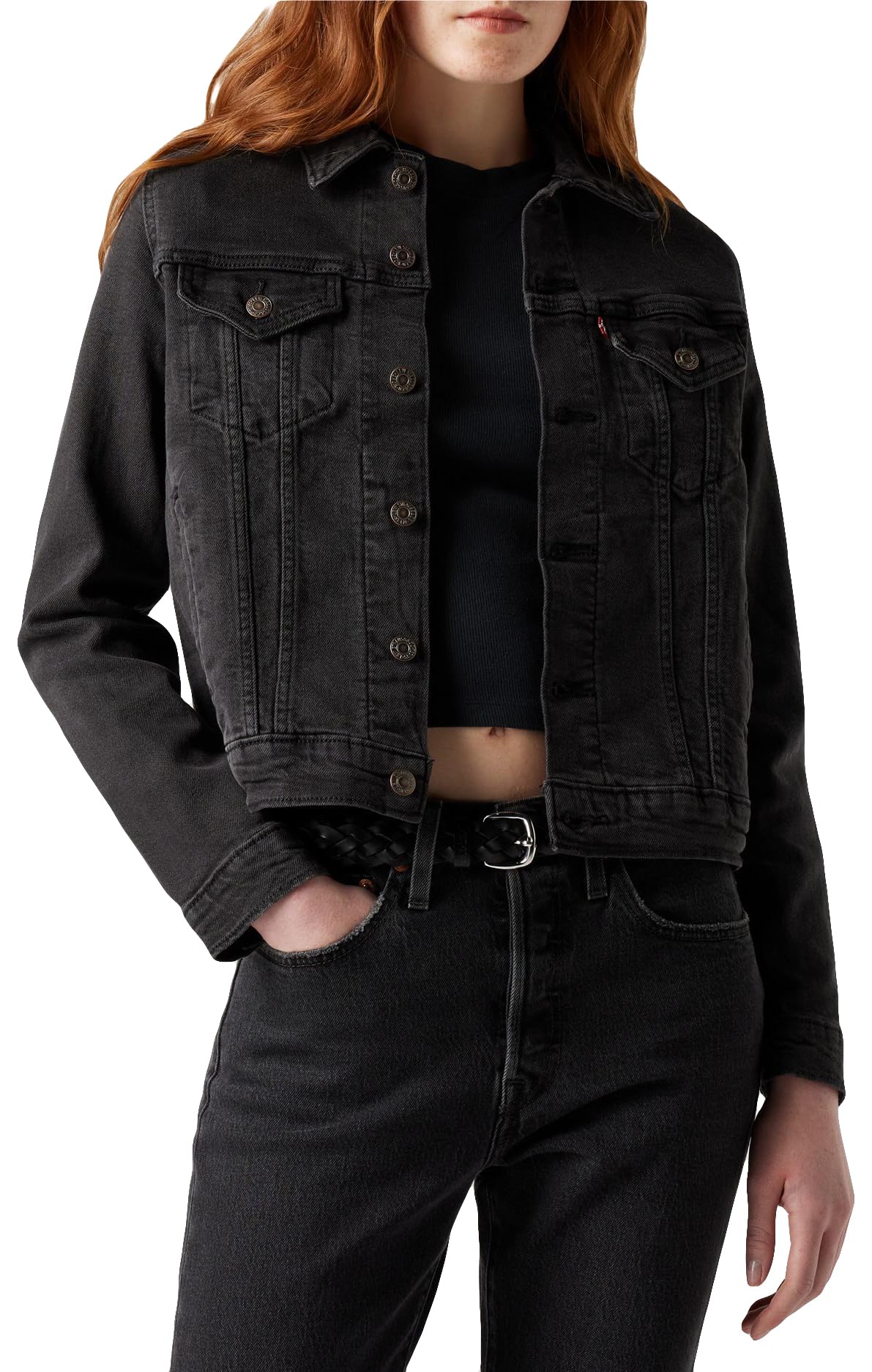Levi's Women's Original Trucker Denim jacket, Black Lilly, XL