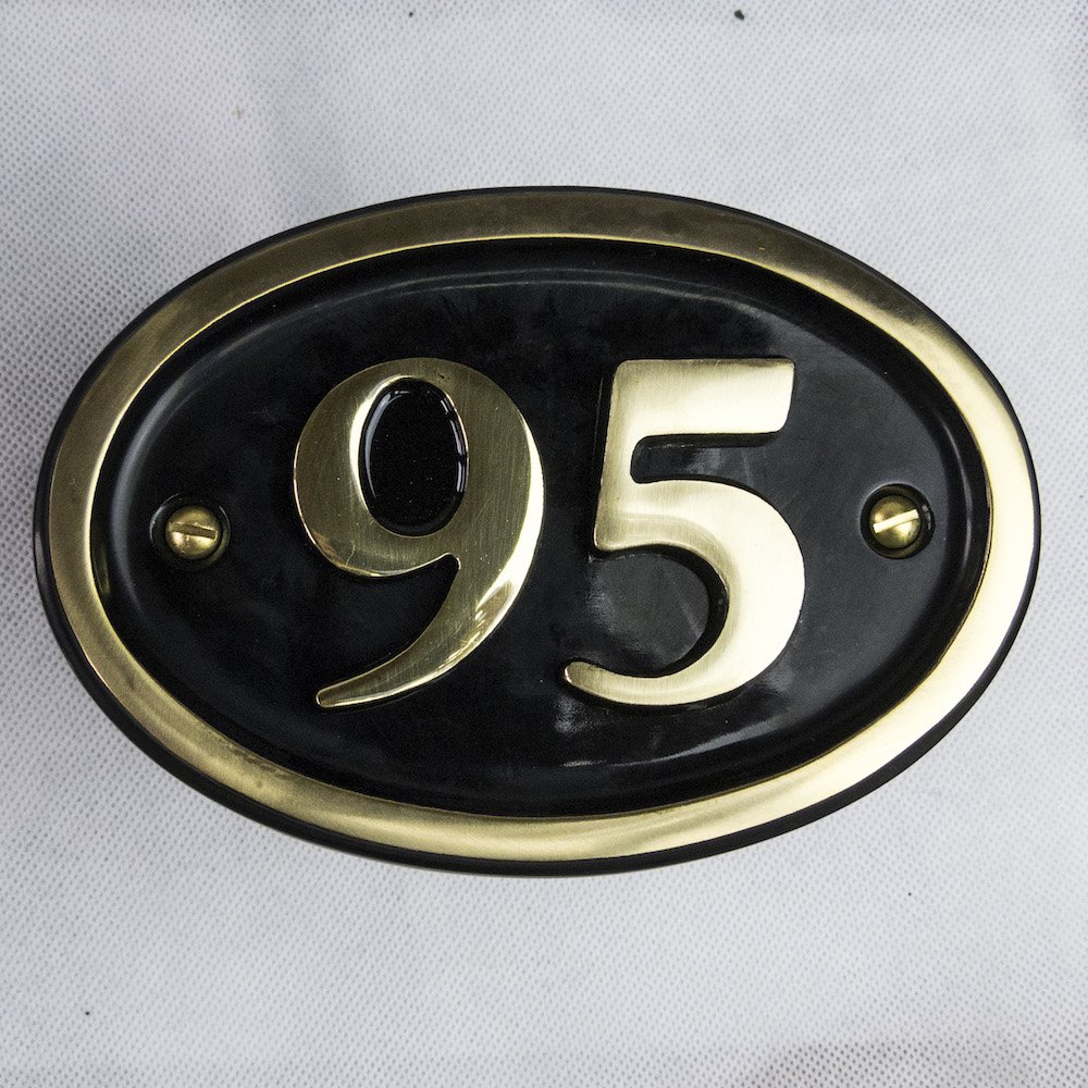 Signs & Numbers Solid Brass House Number Oval Design (No 95)