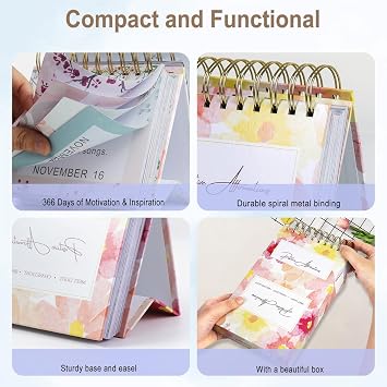 ZEEYUAN Inspirational Gifts for Women Daily Inspirational Quotes for Desk Flip Motivational Perpetual Calendar,Mothers Day Gifts for Mom Grandma Gift,Cute Office Desk Accessories Office Decor for women