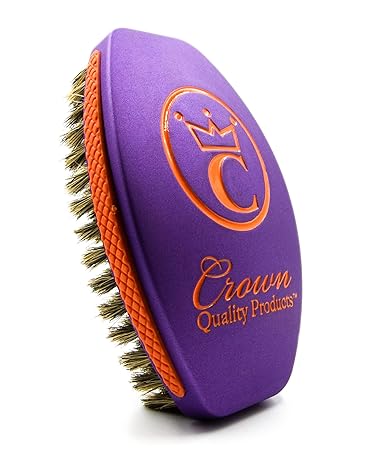 Crown Quality Products 360 Sport Wave Caesar 2.0 Boar Bristle Hairbrush, Medium Soft, Plum/Orange - Non-Slip Grip, Waterproof Design