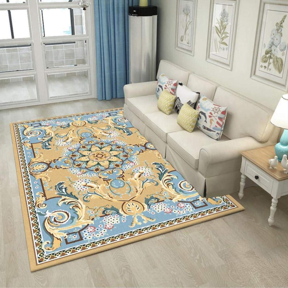 Tapis de yoga facile à nettoyer et grand tapis d'intérieur durable bordure jaune