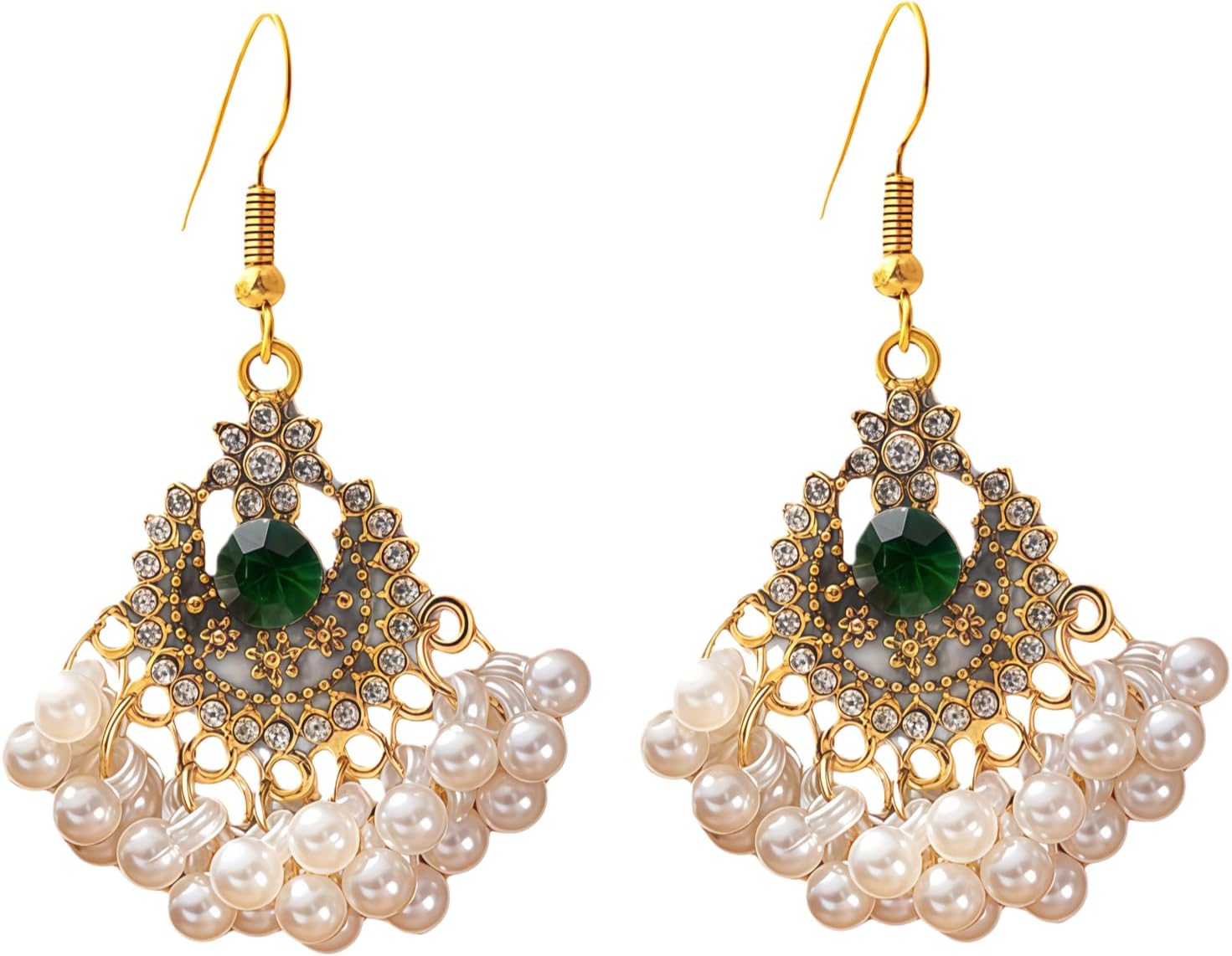 Fashion Unique Bohemian Dangle Earrings for Women Gold Tone Vintage Indian Fish Hook Exaggerated Stud Drop Earring Wedding Statement Accessories Birthday Mother's Day Jewelry