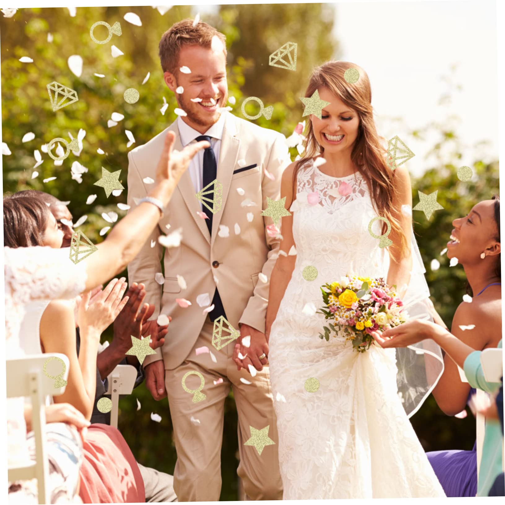 Gadpiparty 8confezioni Confetti Decorativi Carta Stelle Dorate Da Pacchi Per Matrimoni e Feste Decorazioni Eleganti e Facili Da Usare Per Celebrare Momenti Indimenticabili