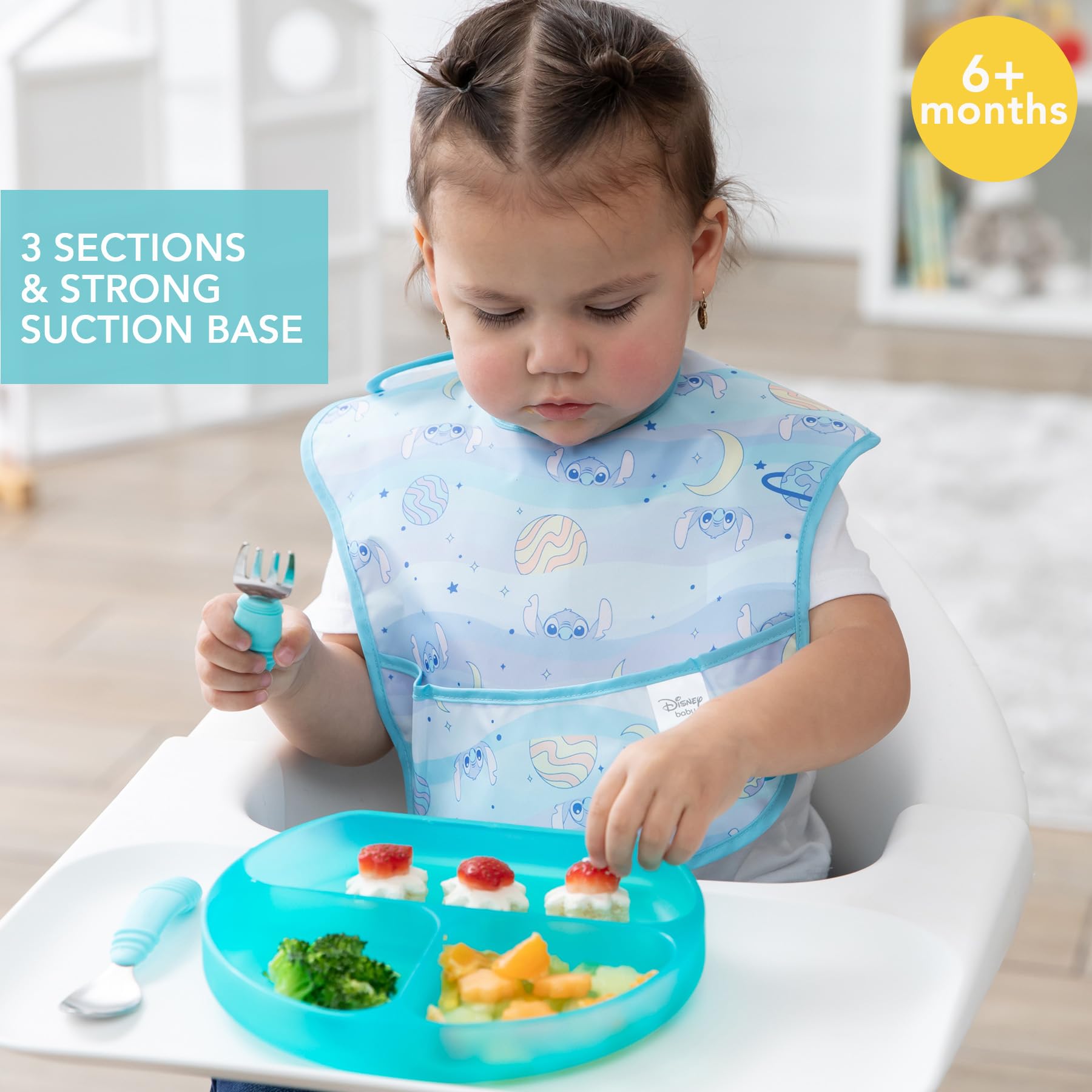 Bumkins Silicone Suction Cup Dish with 3 Compartments - Jelly Blue, Grip Dish - Image 2