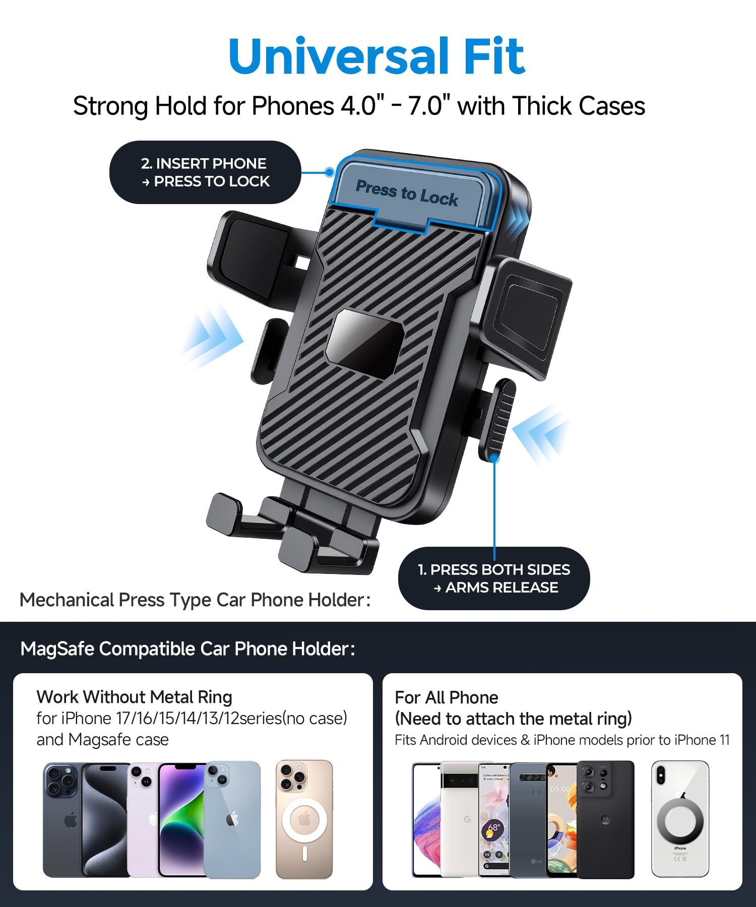Supporto per telefono a doppia tazza per auto, può contenere 2 telefoni contemporaneamente, Qi2.2 Max 25 W Fast Wireless Car Charger Phone Mount, supporto per tazza, compatibile con MagSafe