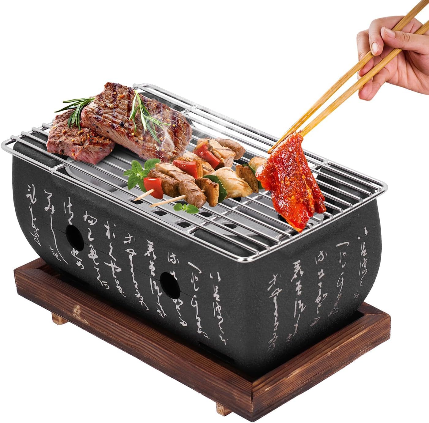 Barbacoa japonesa Yakiniku portátil ligera de aluminio con rejilla para camping