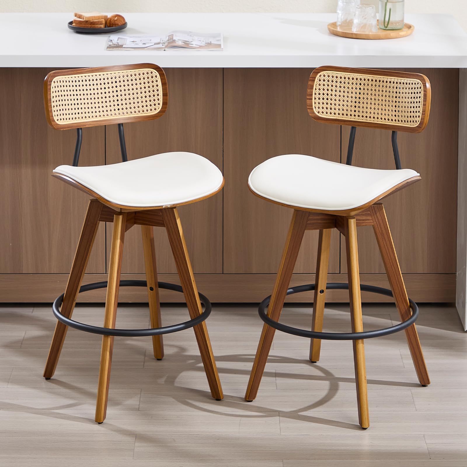 Amazon.com: VipDesk Swivel Bar Stools Set of 2, Faux Leather