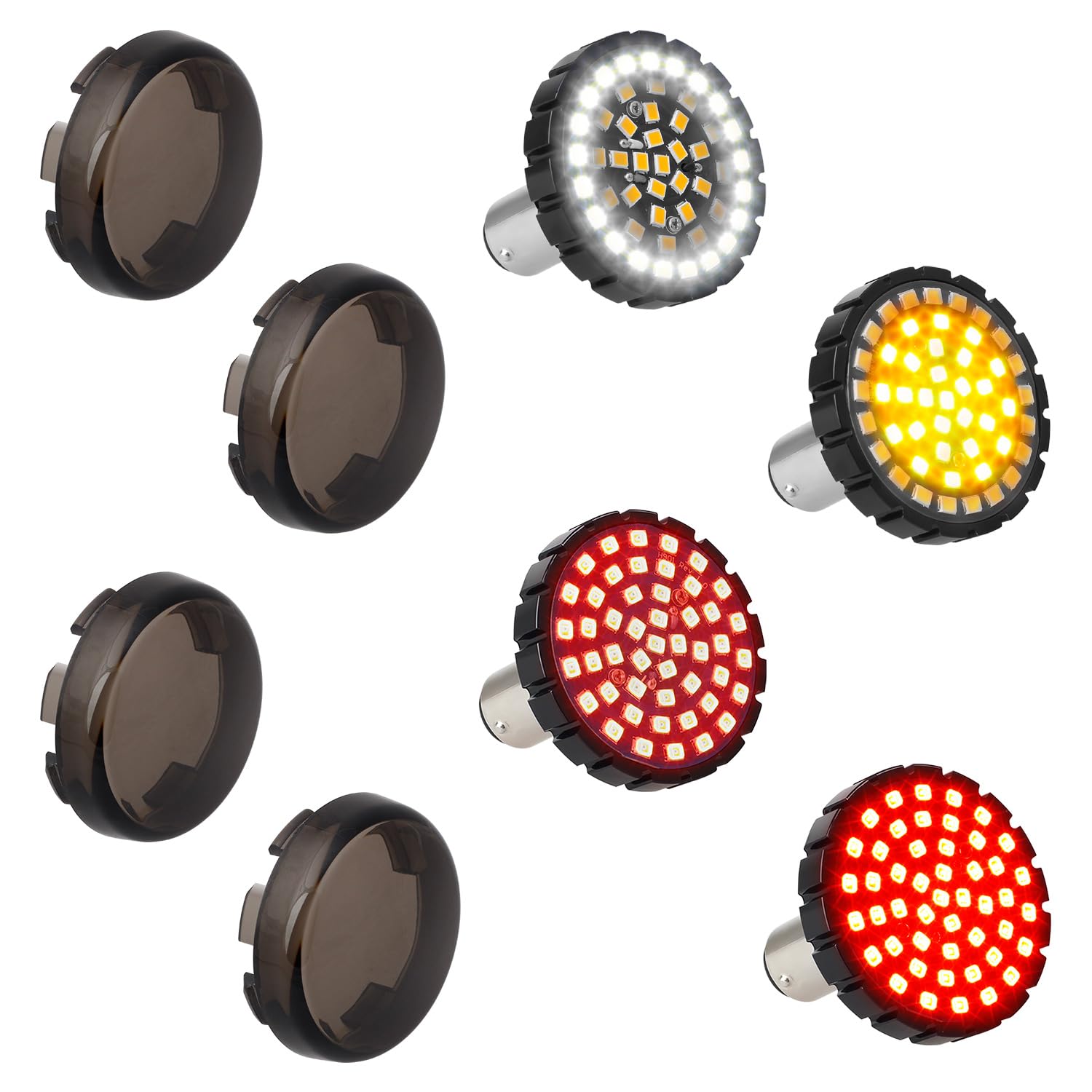 PSLER 1157 LED Turn Signal Lights (2-Pack) - Amber/White Bulbs For Harley Softail, Dyna, Touring