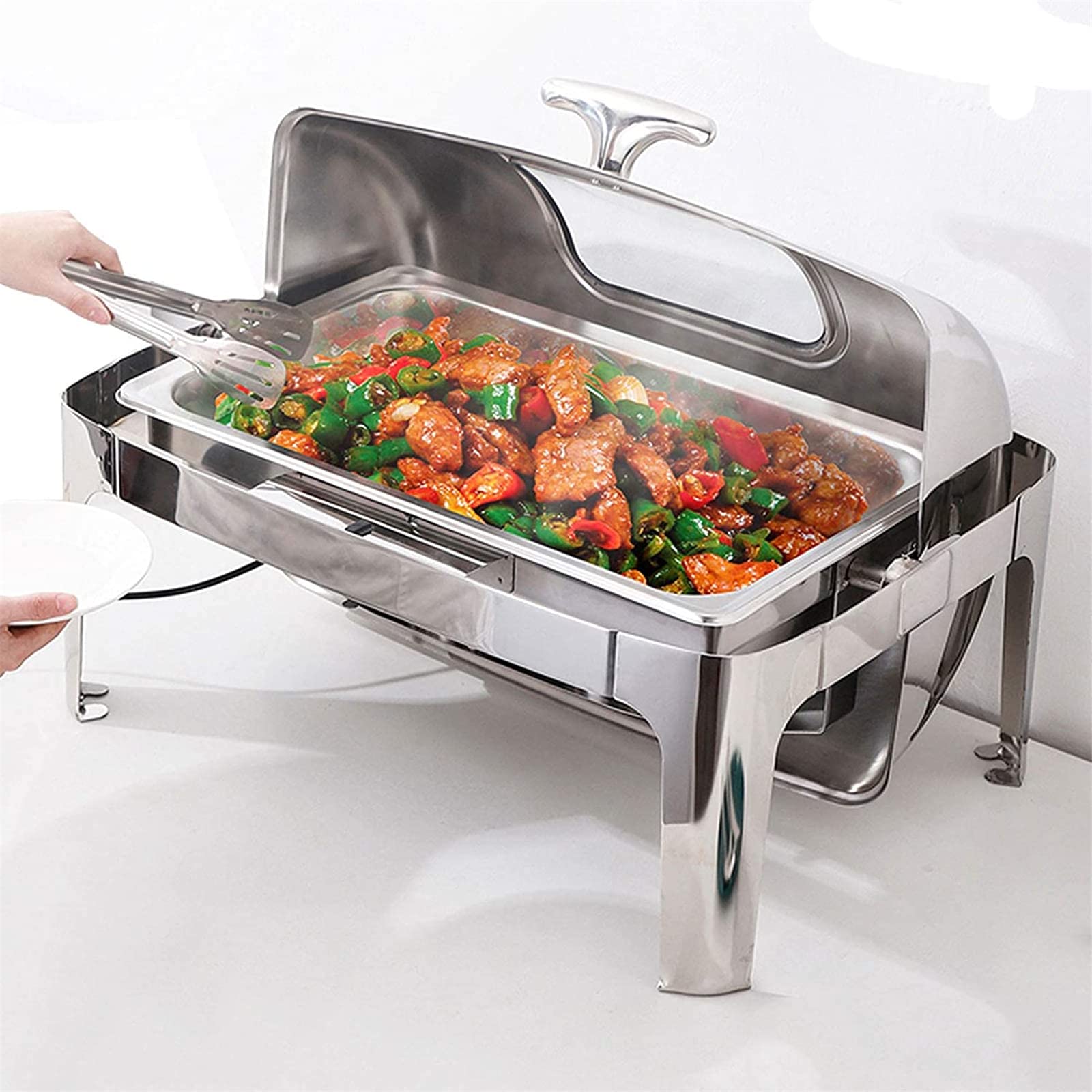 Amazon | パーティービュッフェ用電気フードウォーマー、目に見える蓋