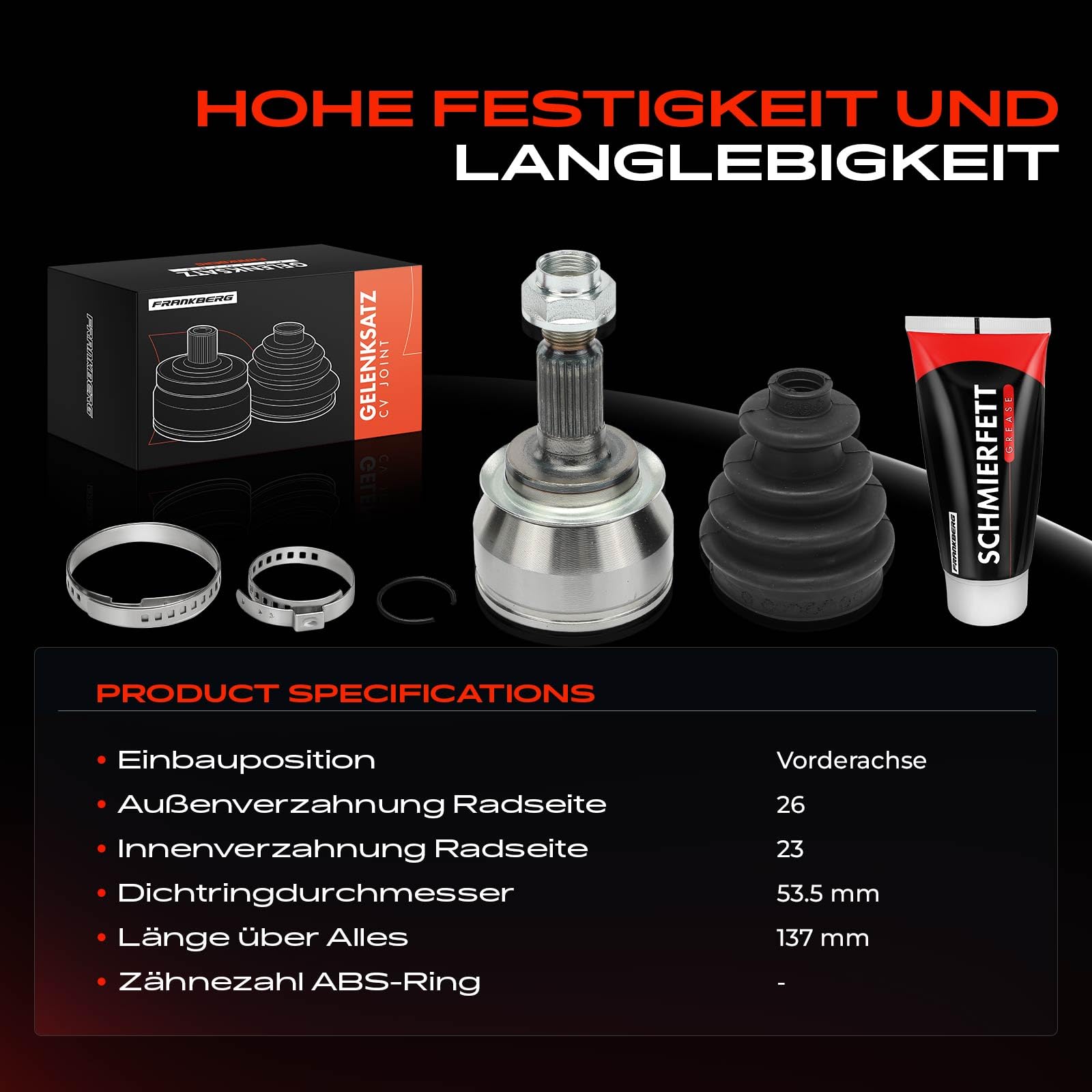 Frankberg Gelenksatz Radseitig Vorne Kompatibel mit Min.i R50 R53 1.4L-1.6L 2002-2006 Min.i Cabriolet R52 1.6L 2004-2008 Min.i Countryman R60 1.6L 2010-2016 Replace# 31607518261