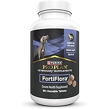 Purina Pro Plan Veterinary Supplements FortiFlora Probiotics for Dogs Chewable Tablets for Digestive Gut Health and Diarrhea - 90 ct. Canister