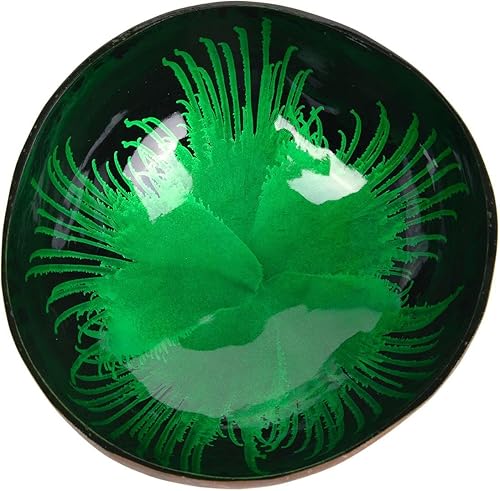 ChezMax Tazón de Cáscara de Coco Natural con Concha de Nácar Incrustada para Mesa de Entrada - Contenedor Redondo de Almacenamiento para Llaves,