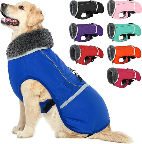 Abrigo de perro cálido reflectante chaqueta de invierno, impermeable a prueba de viento para perros fríos, forro polar grueso para mascotas, chaleco