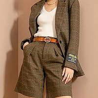 Vista 311 de Cinturón de cuero clásico con hebilla de metal para mujer con vestido de jeans Aah-negro-clásico