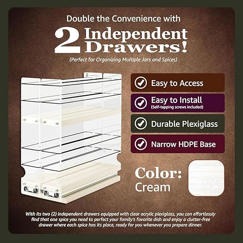 Miniatura 2 de Vertical Spice - Estante de especias estrecho extraíble - Cajón deslizante para organización de cocina - Organizadores y almacenamiento de despensa