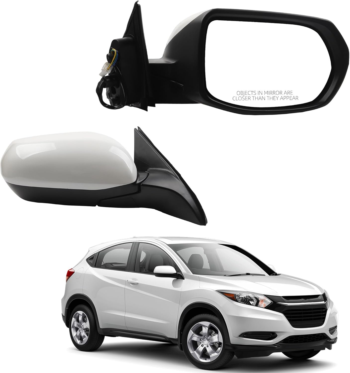 Dasbecan Right Passenger Side Mirror Compatible with 2017-2022 Honda HRV with Power Glass, Manual Folding, Non-Heated, Platinum White Pearl Replace# 76208T7W305 (3Pins)
