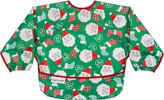 Long Sleeve Bib for Babies & Toddlers – Waterproof Smock Bib for Eating – Machine Washable & Mess-Proof, Baby Feeding Essential & Shower Must-Have(Santa, 6–24M)