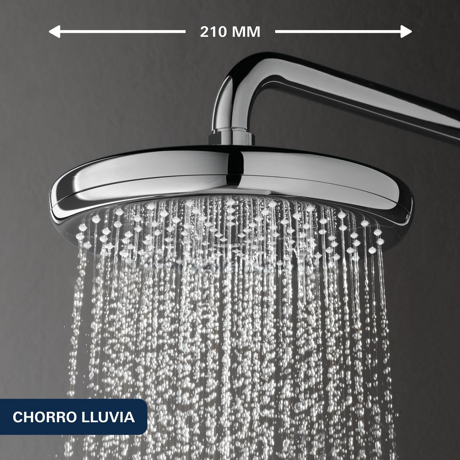 Grohe Vitalio Start System 210, Sistema de Ducha con Mezclador Termostático para Montaje Mural, Cromo, 27960001