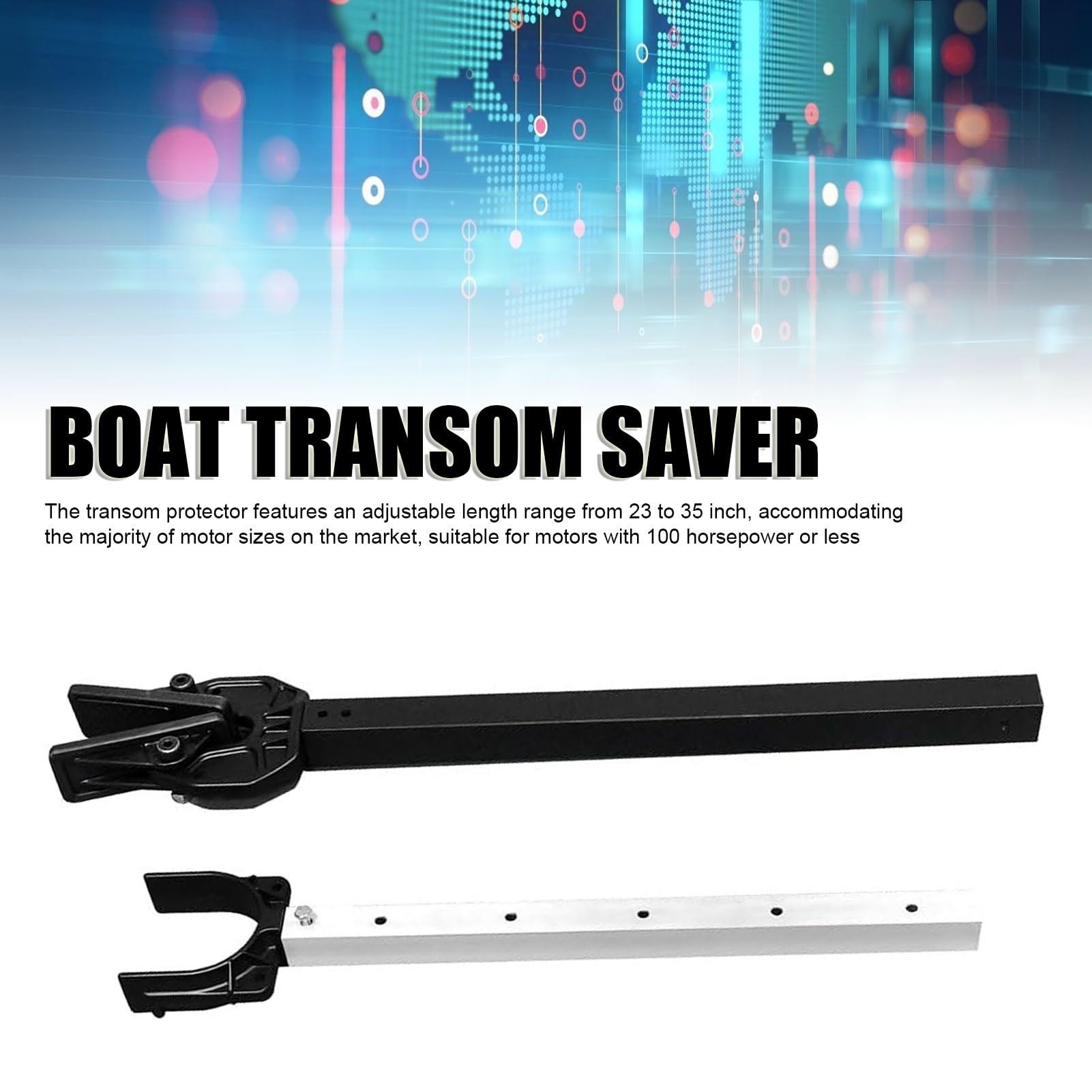 Vikye Économiseur de Tableau Arrière de Bateau Réglable, Support de Tableau Arrière de Moteur de Bateau de 23 à 35 Pouces avec Tête Composite pour Moteur Hors-bord de 100 Chevaux