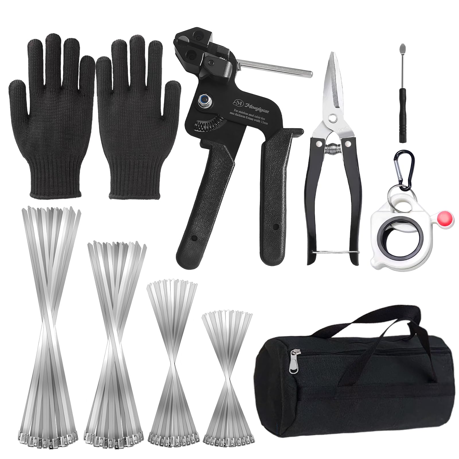 Metall-Kabelbinder-Set, enthält 200 robuste Edelstahl-Kabelbinder für den Außenbereich, geeignet für Maschendrahtzaun-Komponenten, Drahtgitterrollen, Auspuffrohrwicklungen, Geflügelzäune, Bootsbau usw