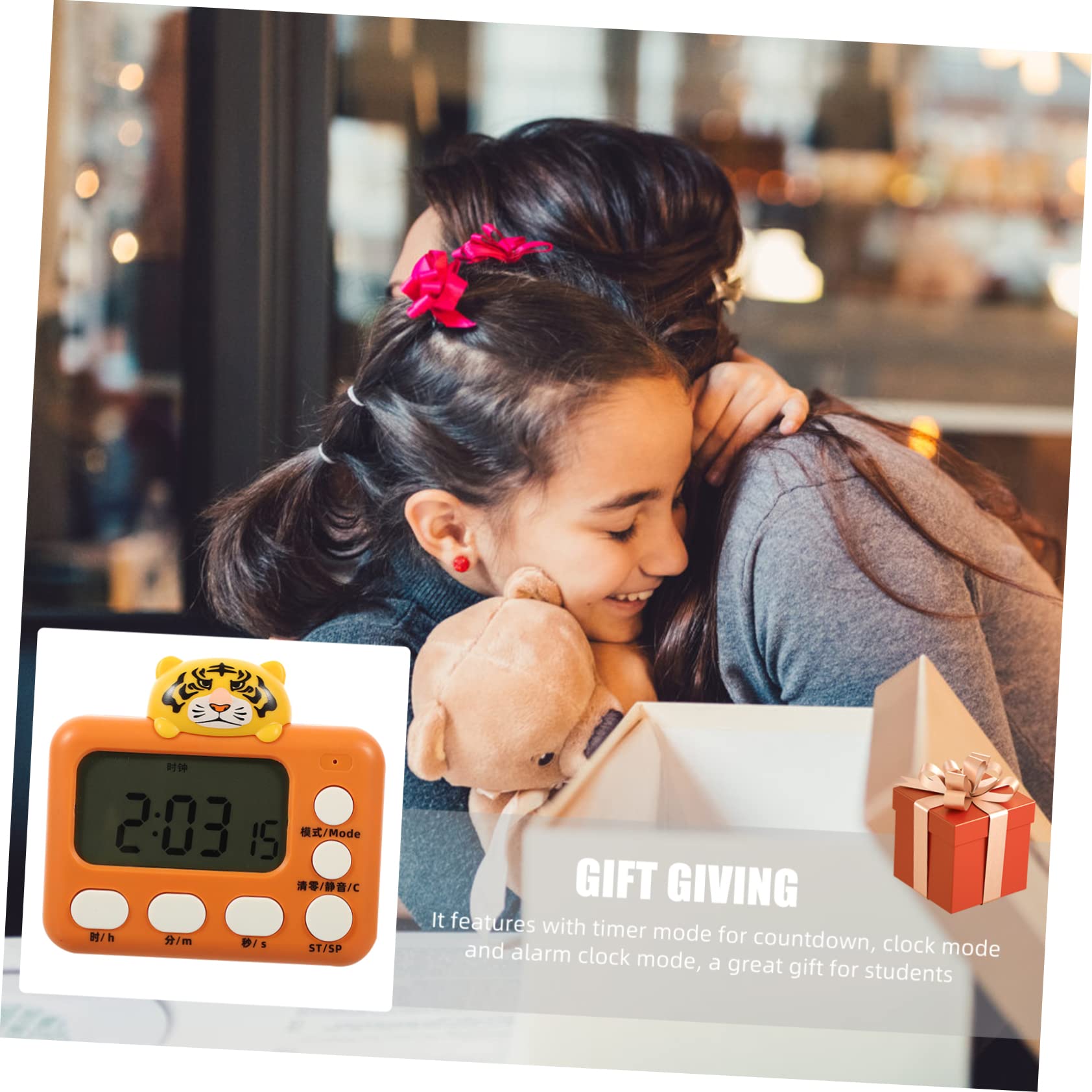 PRETYZOOM 4 Pièces Réveil Étude De La Minuterie De Cuisson Cuisine Mignonne Minuterie Mécanique Compte à Rebours Numérique Mini-Horloge Numérique Électronique Dur Orange Plastique