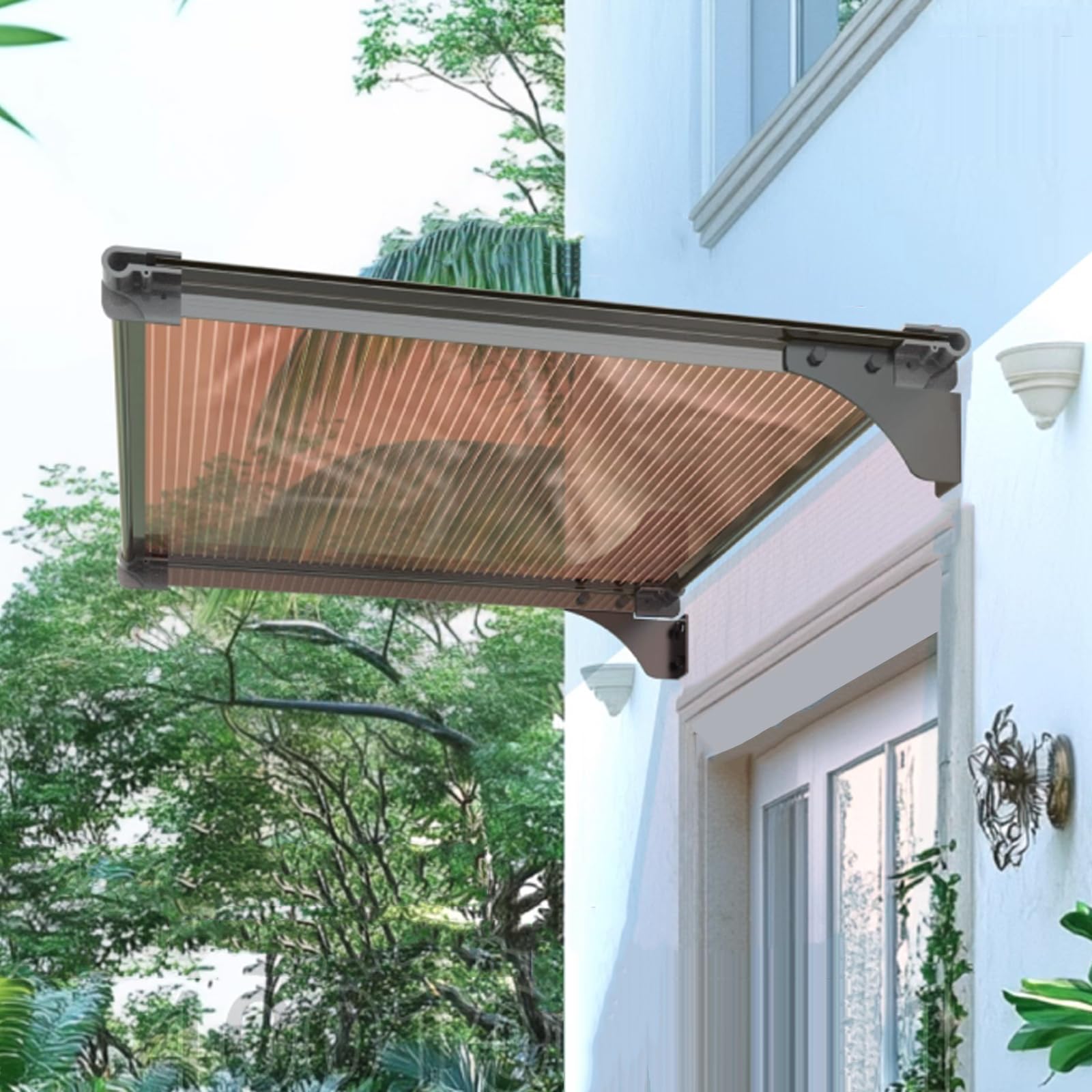 GJMSSMY Modern Entryway Canopy, Weatherproof Polycarbonate Awning, Soundproof Outdoor Shelter for Rain & Snow, Stylish Porch Cover (40x50cm/16x20)