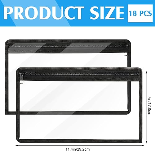 Vista 2 de Ireer Paquete de 18 bolsas transparentes con cremallera de PVC, impermeables, bolsas transparentes con cremallera, bolsas de almacenamiento