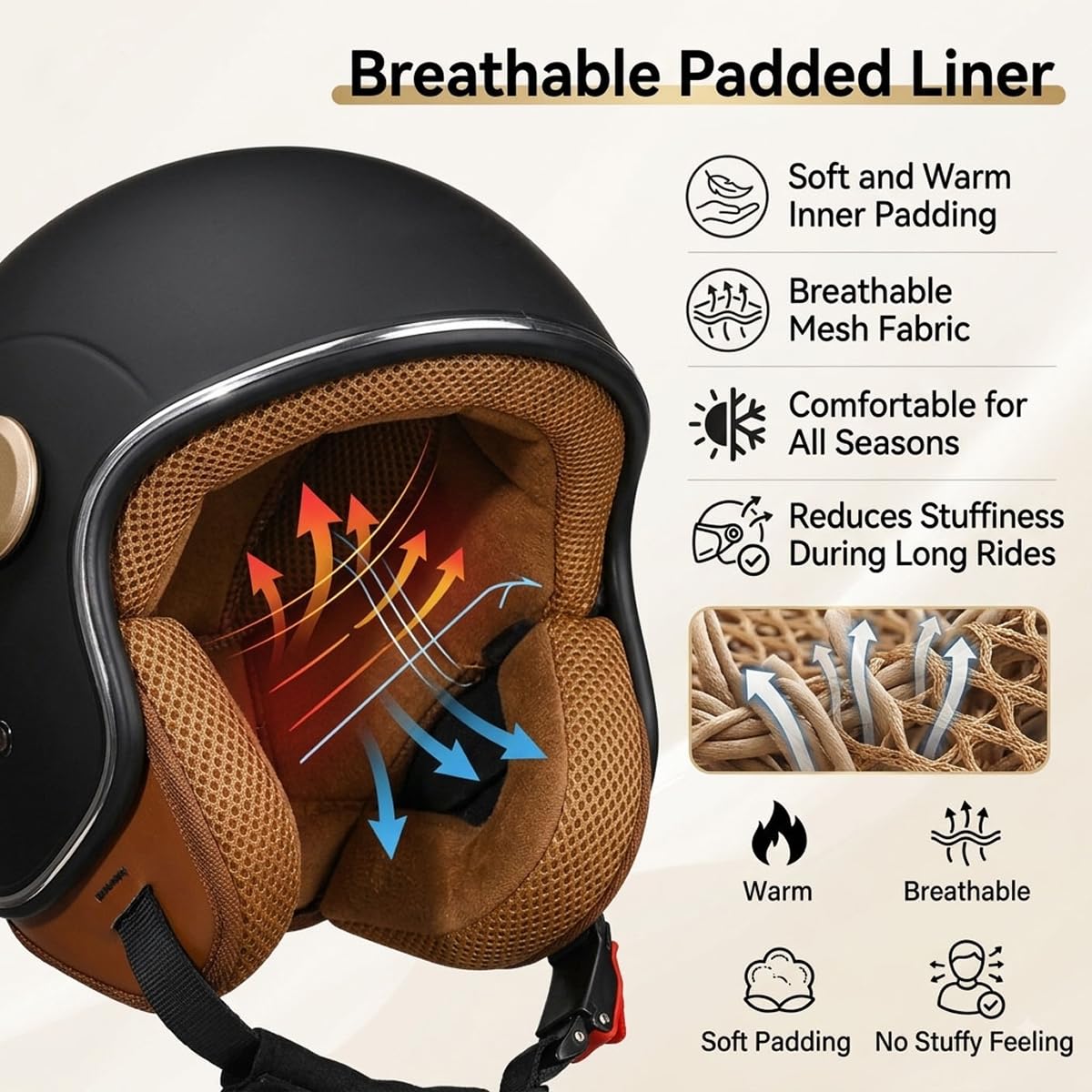 Casque Moto Jet Rétro 3/4 ECE 22.06 avec Double Visière