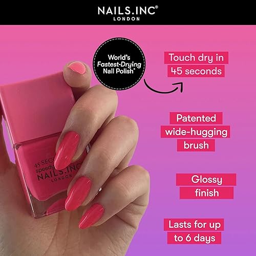 Miniatura 4 de Nails Inc 45 Second Speedy Gloss, Siena, rosa claro, brillante, sin astillado, larga duración, secado rápido, secado al aire, manicura y pedicura