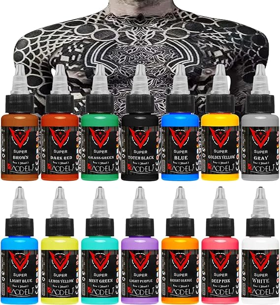 Amazon.co.jp BAODELI 14個 タトゥーインク 14色セット 1オンス 30ml ボトル タトゥーインク 顔料キット 3D