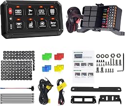 Chelhead 8 Gang RGB 12V/24V Switch Panel with Relay and Fuse | IP65 waterproof, 5 brightness levels and 3 silicone buttons for easy control of accessories