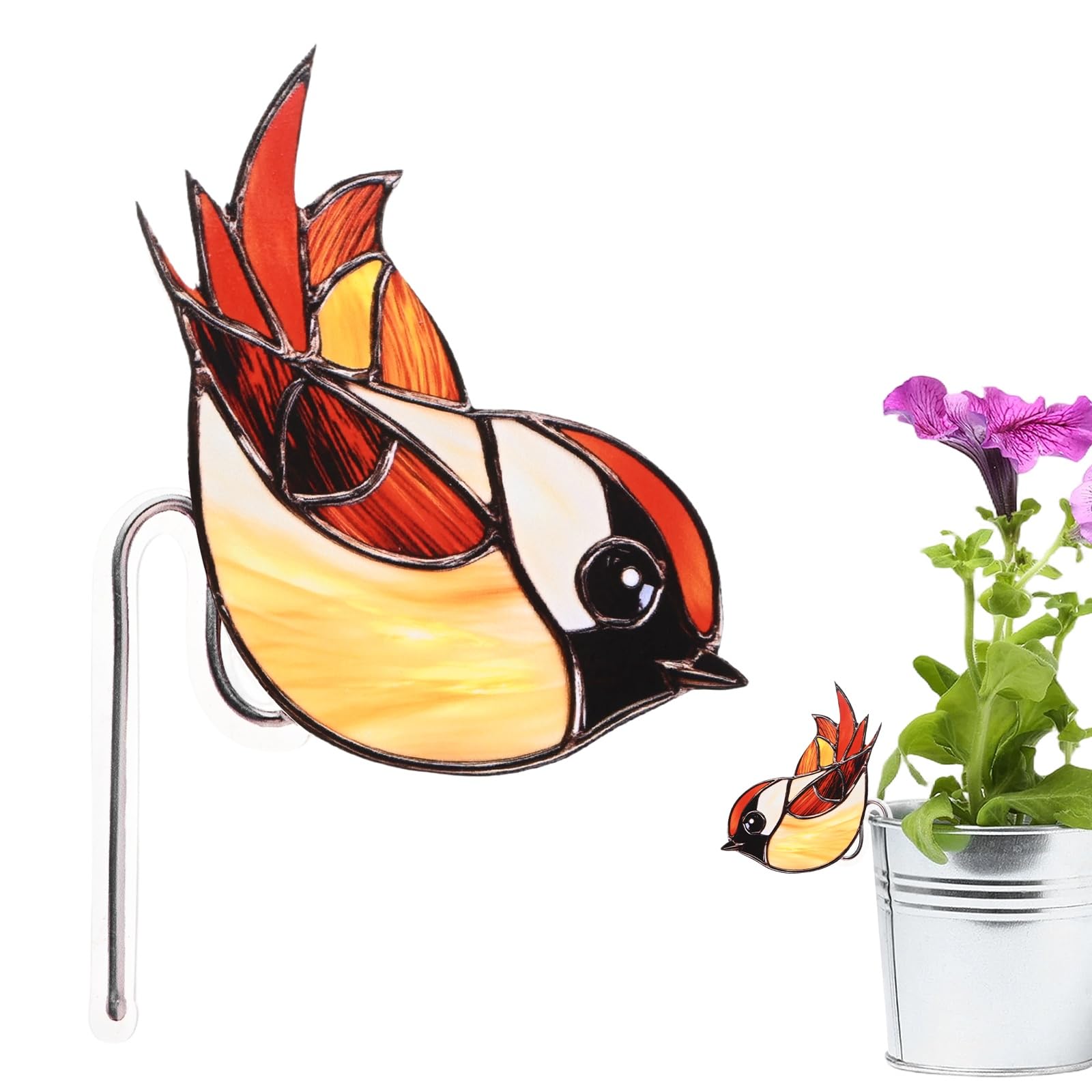 M METERXITY 1-Pack Bird Acrylic Stakes 4.7 Inch Bird Garden Decoration Ornament Potted Plant Decorative Signs for Flower Pot/Planter/Yard/Patio/Outdoor/Indoor[Birding 3]