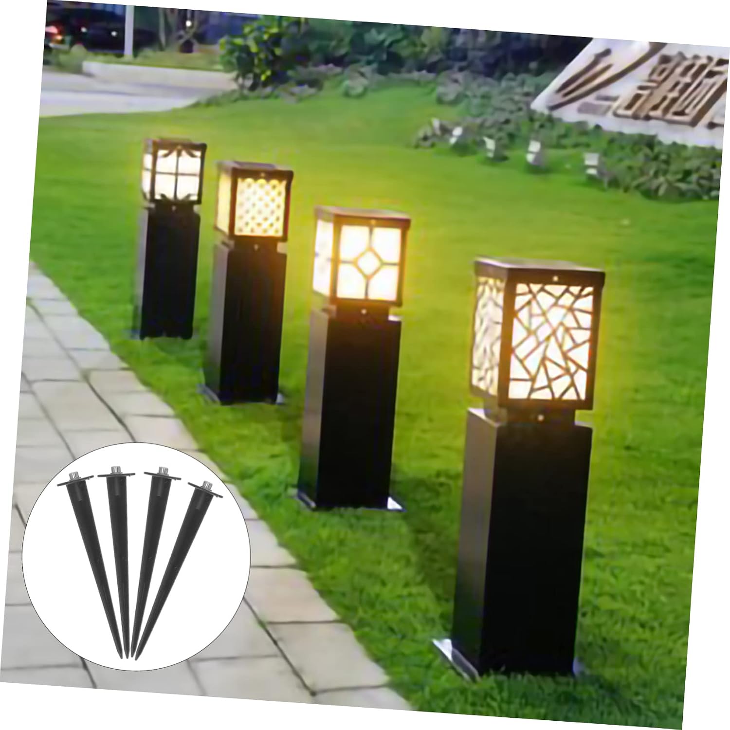 4pcs Solar Stake Lights Ground Inserting Poles for Christmas Garden Pathway