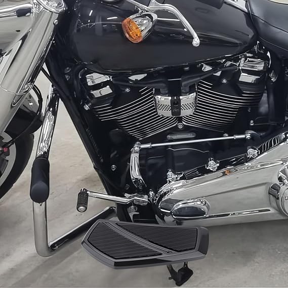 Motorcycle Floorboards Rider Footpegs Compatible with Harley Davidson Softail Fat Bob 114 Breakout Low Rider Street Bob FXFB FXBB Accessories 2018-2024 Driver Front Highway Pegs (Black)