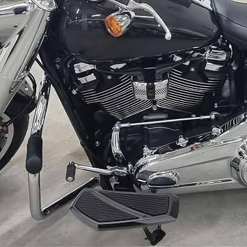 Motorcycle Floorboards Rider Footpegs Compatible with Harley Davidson Softail Fat Bob 114 Breakout Low Rider Street Bob FXFB FXBB Accessories 2018-2024 Driver Front Highway Pegs (Black)