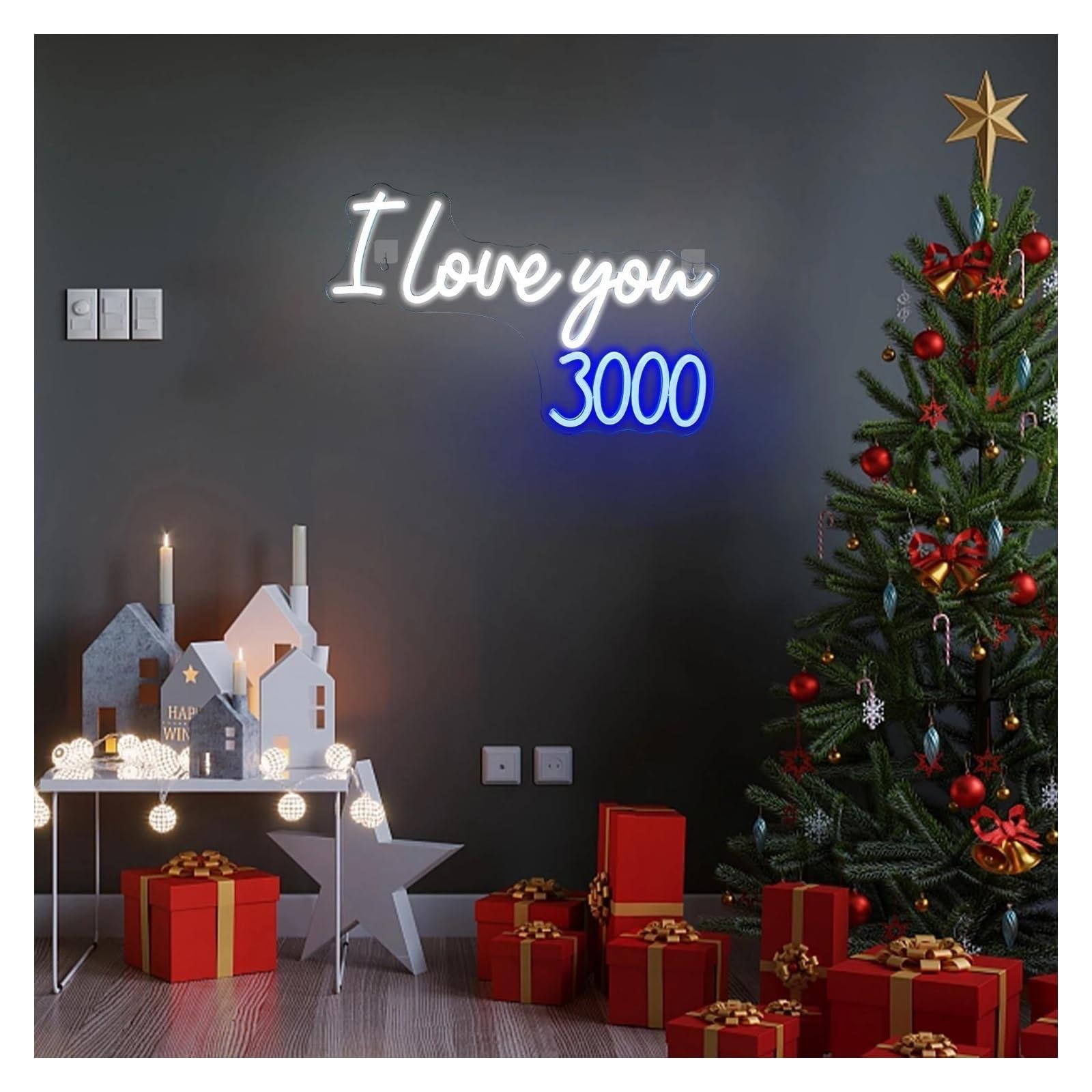 Insegna luminosa al neon Insegna NeonI Love You 3000 Luci per Matrimoni e Proposte. Ideale Case Appartamenti con Decorazioni Memoriali