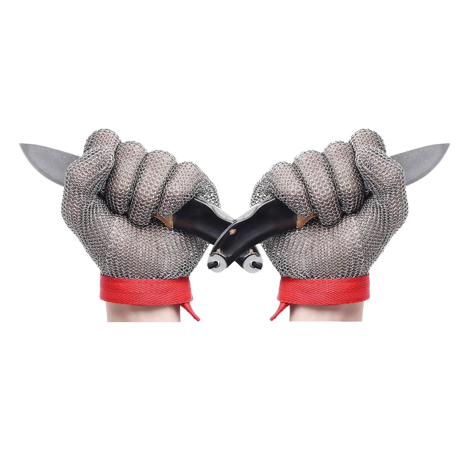 Safety Work Gloves Przemysłowe Rękawice Kolcze Ze Stali Nierdzewnej 316, Odporne Na Przecięcie, 2 Szt. Metalowe Rękawice Ochronne Do Pracy Z Ostrzem(L)