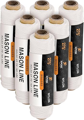 Miniatura 36 de Xpose Safety Cuerda blanca Mason Line – # 18 trenzado de nailon – Línea de construcción duradera de 275 pies para herramientas de mampostería, nivel