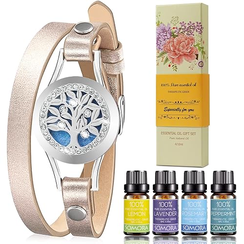SOMORA Juego de regalos para mujer, pulsera difusora de aceites esenciales de aromaterapia, ideas únicas de regalo de cumpleaños para mamá, mejor