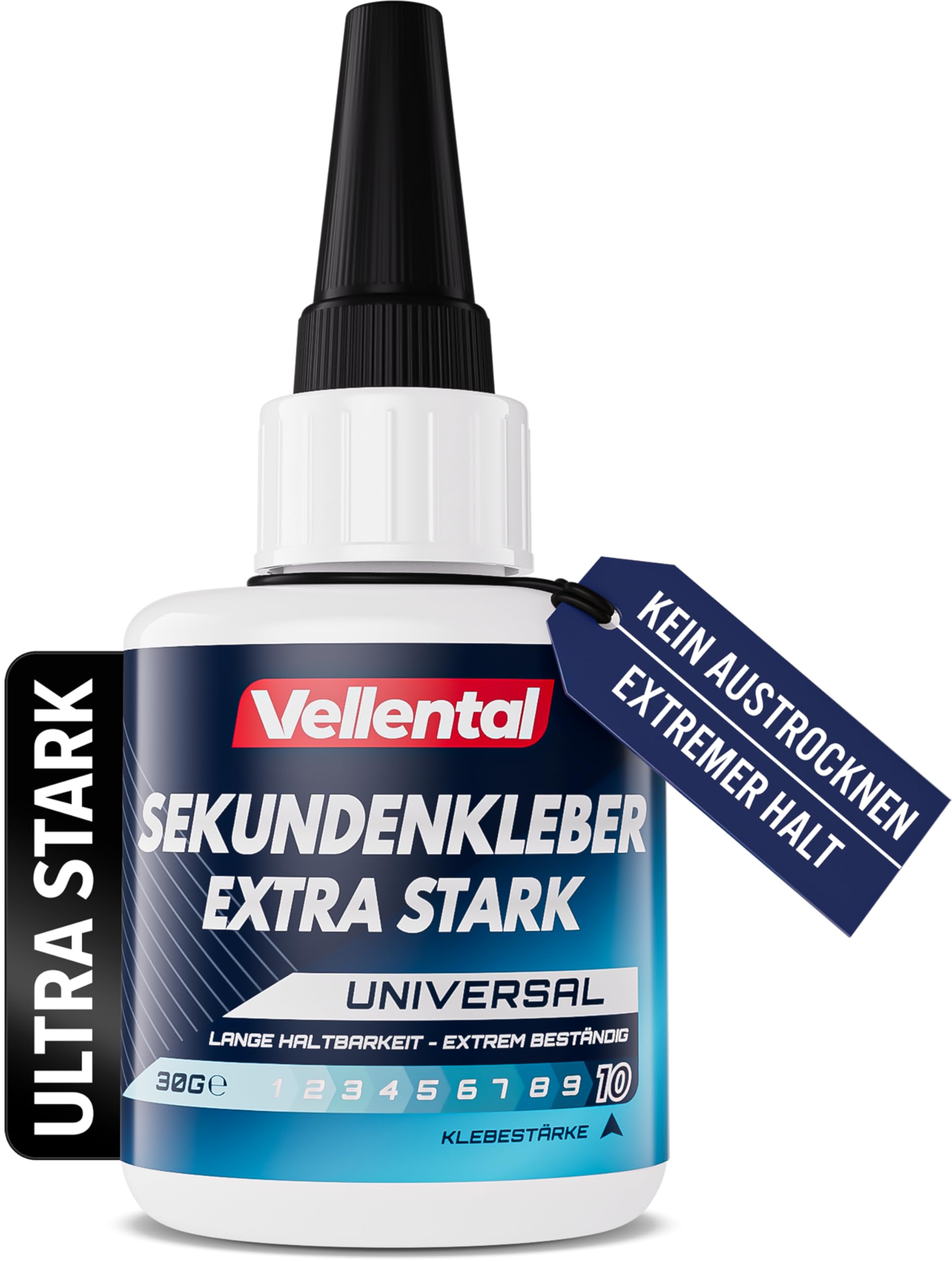 Sekundenkleber Gel Extra Stark universal - Superkleber wasserfest, hitzebeständig & mit Nadel Verschluss gegen Austrocknung - Alleskleber für Plastik, Kunststoff, Glas, Holz, Metall uvm.