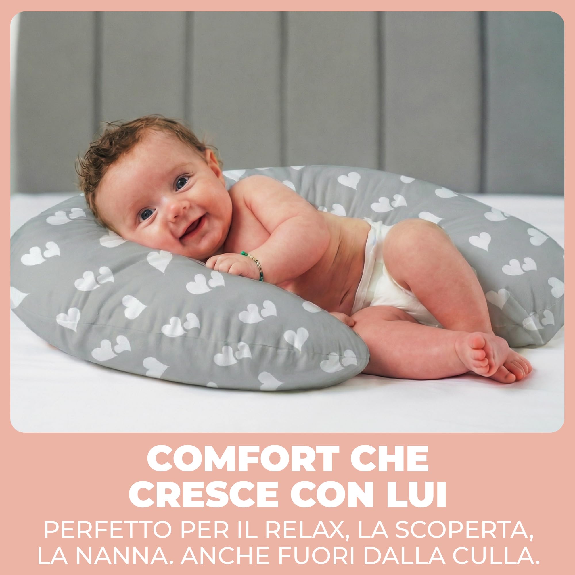 Cuscino Allattamento e Gravidanza Ciambella Allattamento Neonato con Federa in 100% Cotone e Morbido Riempimento Supporto Ergonomico alla Schiena Idea Regalo per Neo Mamme Accessorio Premaman Lavabile