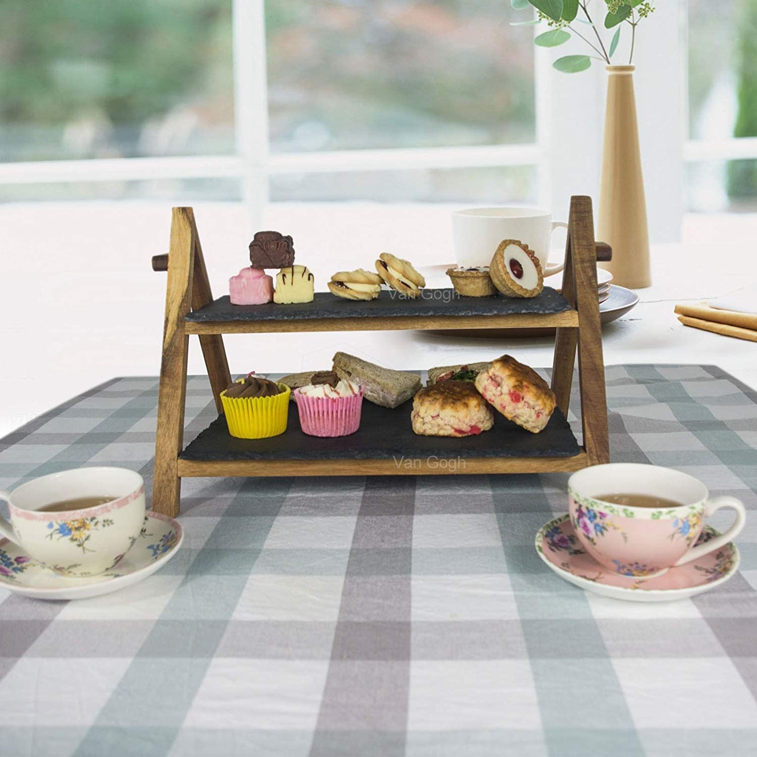 2 Tier Slate Cake Stand Wedding Tiered Serving Display Stand Food