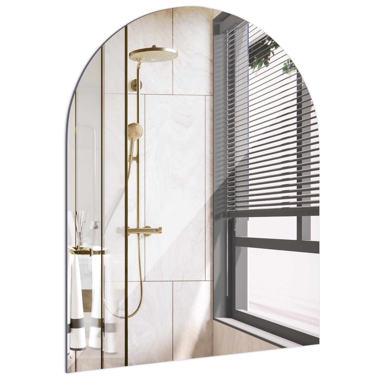 ROYUEXT Arched Wall Mirror, 40 x 30 cm Self-Adhesive Frameless HD Glass Wall Mirror for Bathroom, Bedroom, Ardrobe Doors, Gym, Fitting Room