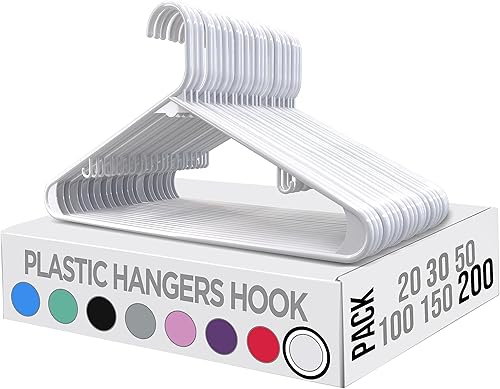 Vista 109 de Utopia Home Perchas de plástico, paquete de 30 unidades, perchas con ganchos, duraderas y ahorran espacio (negro)