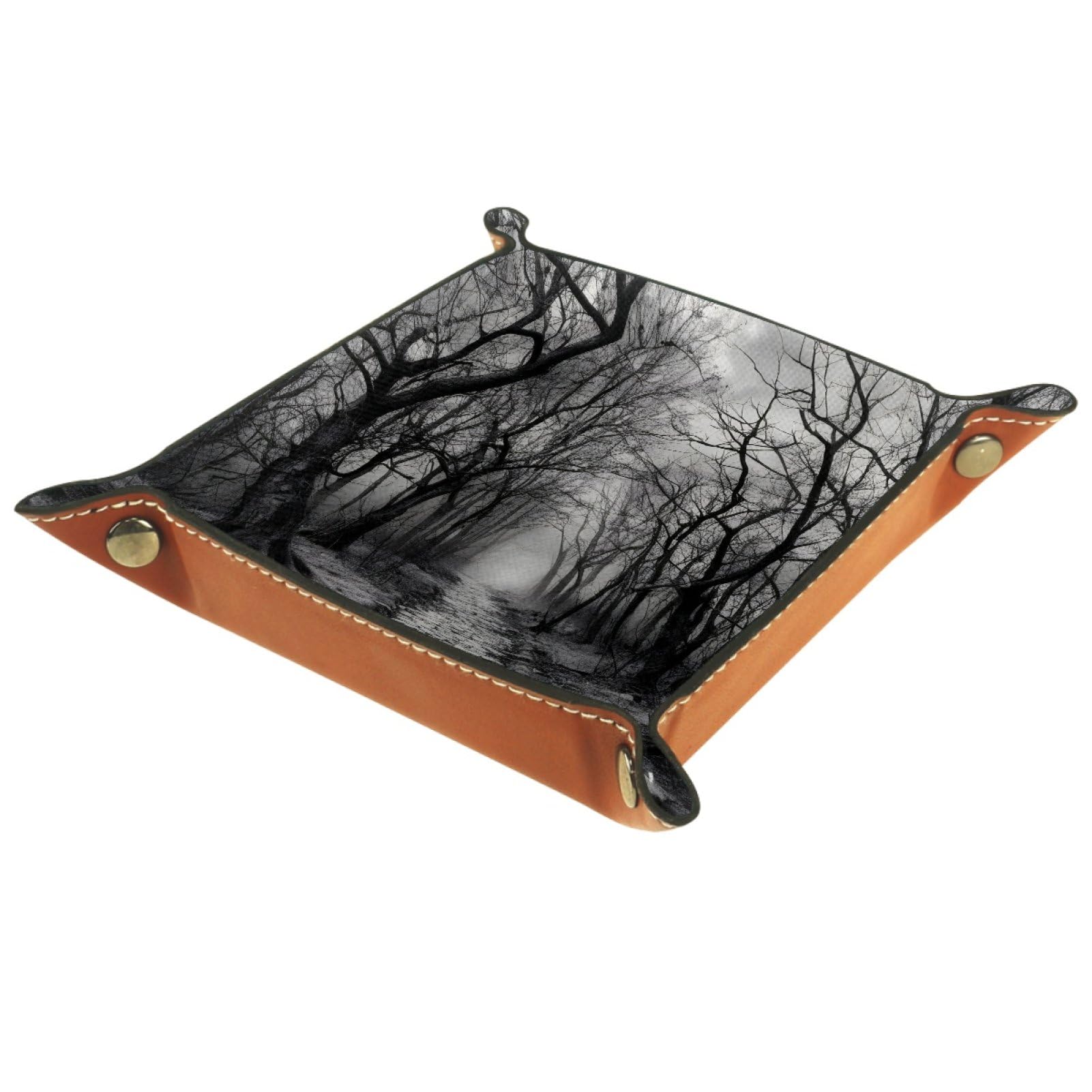 VAPOKF Strange Forest Portable Folding Dice Rolling Tray, Microfiber Leather Dice Holder for Dice Games Like RPG, DND and Other Table Games