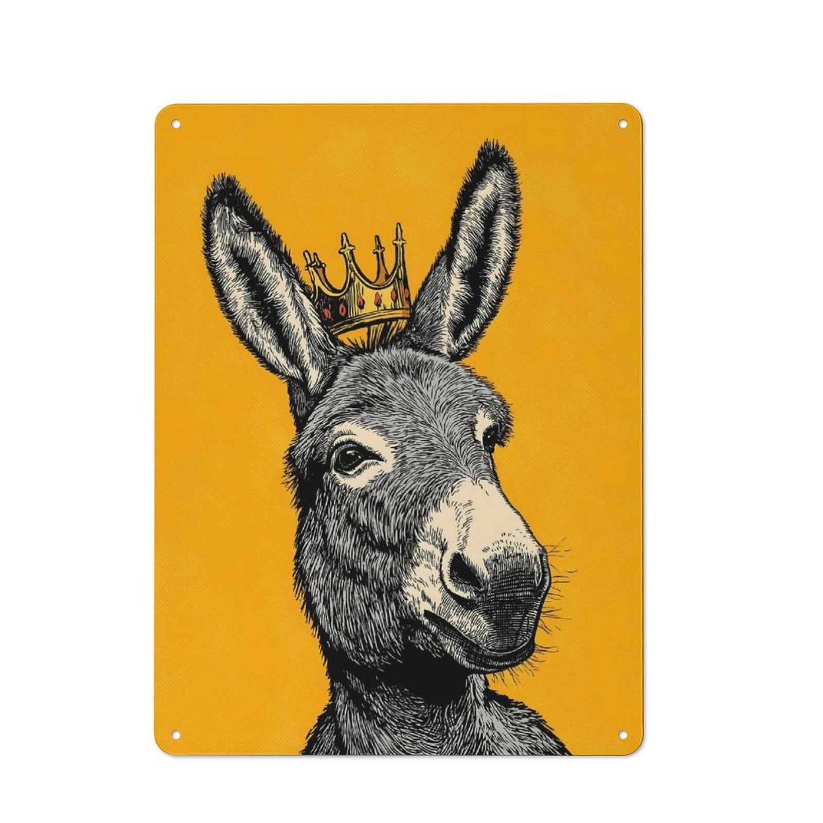 Junmoney Style-7 Donkey King Portrait Retro Metal Wall Sign 40X30cm For Hobby Room Or Studio, For Garage, Workshop And Man Cave Decoration