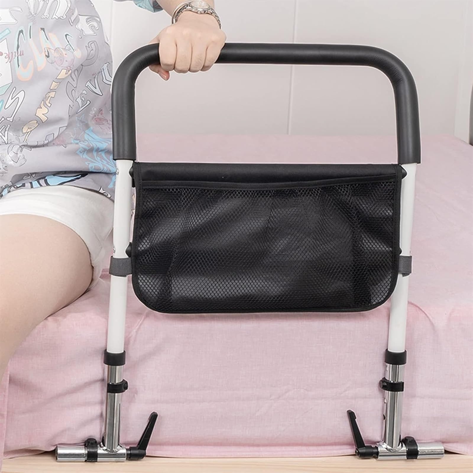 Prevenzione della caduta sul comodino Barra di sostegno Aiuto alla mobilità Sponda del letto for gli anziani Cadere dal letto Maniglia pieghevole for l'assistenza del letto Adatta King Queen Full Twin